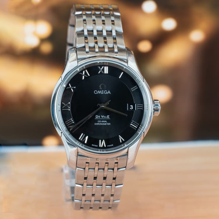 Omega De Ville Co-axial 41 MM Roman Numeral Black Dial Automatic-Hover-Image