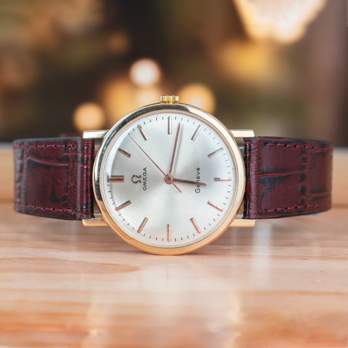 Omega Geneve 9K Yellow Gold Silver Dial Manual Winding