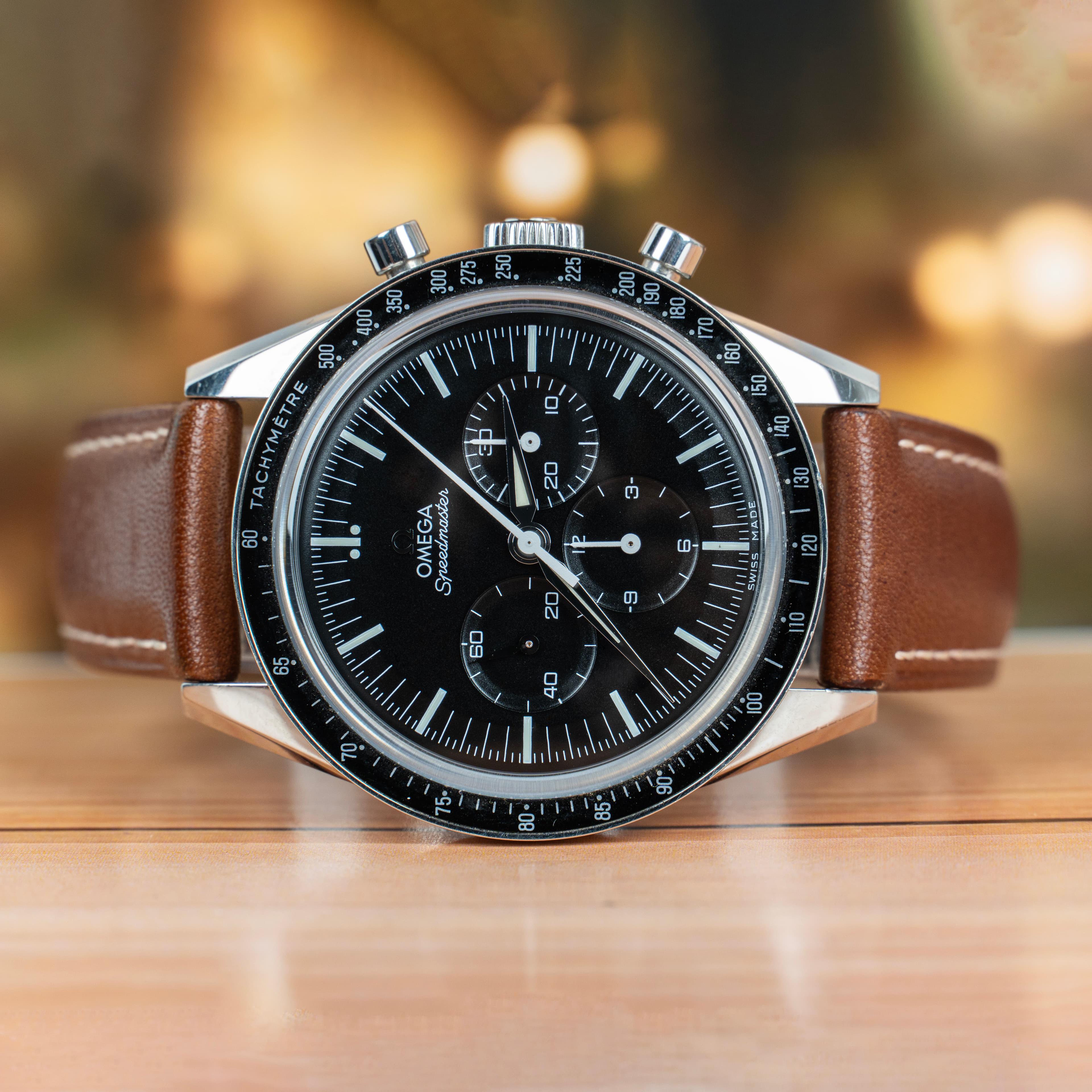 Omega Speedmaster Steel 39.7 MM Manual Winding Leather Strap