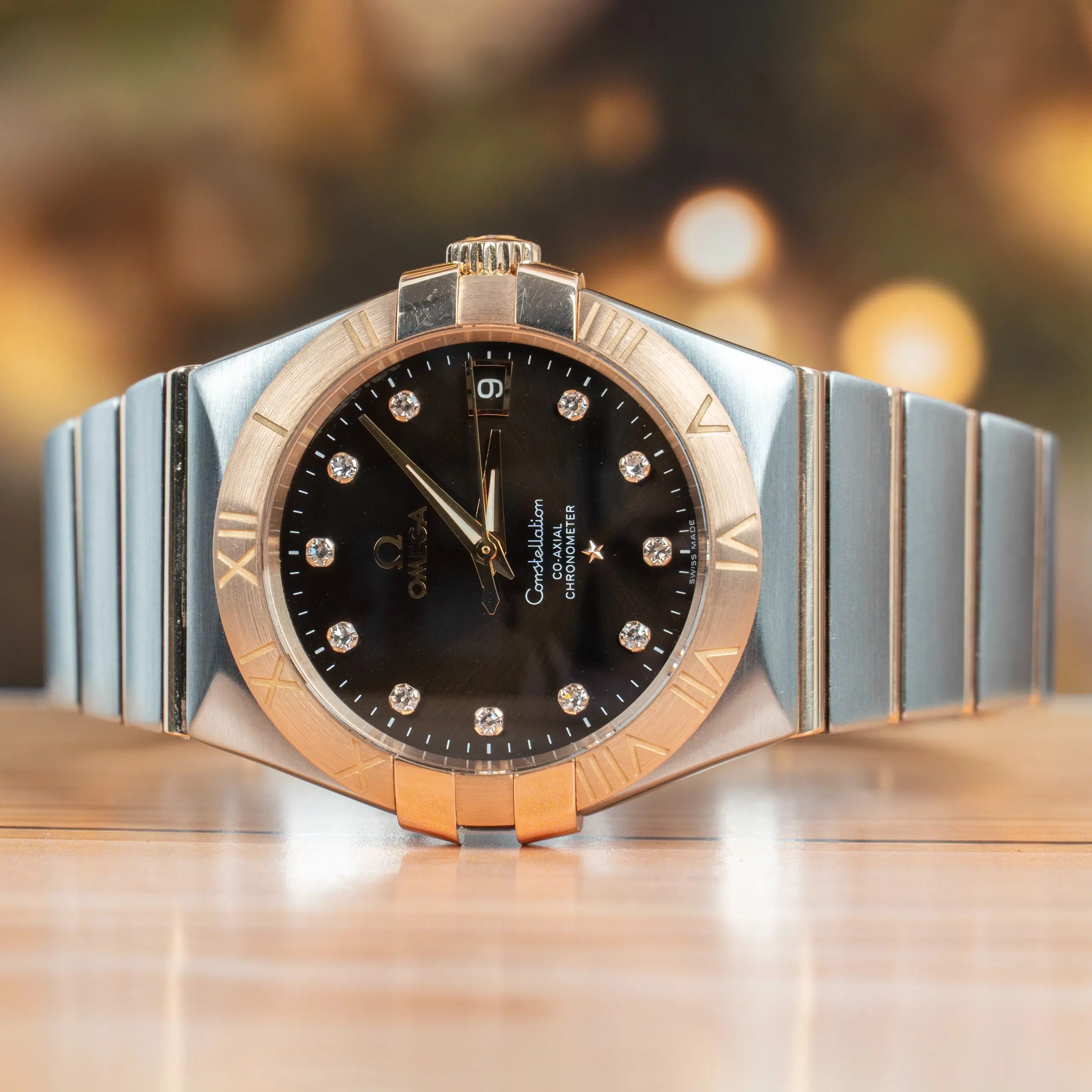 Omega Constellation 35 MM Rose Gold and Steel Brown Dial Automatic Watch