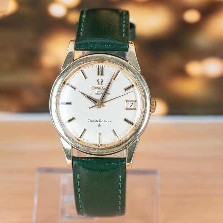Omega Constellation Gold Cap Green Strap-Hover-Image