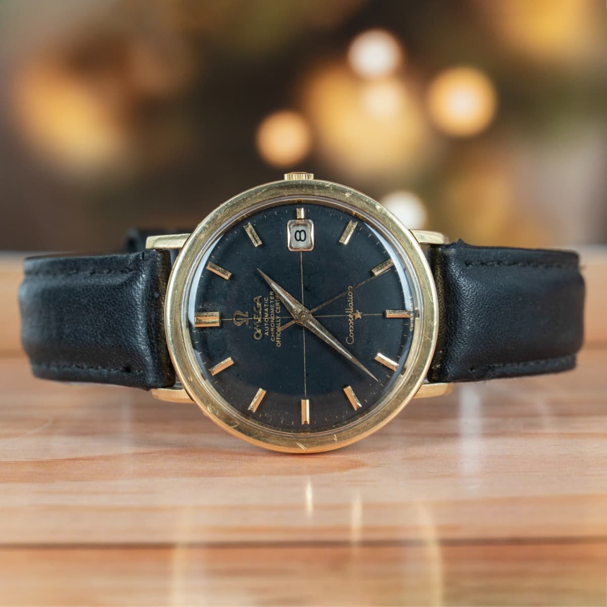 Omega Constellation Black Pie Pan Gold Automatic