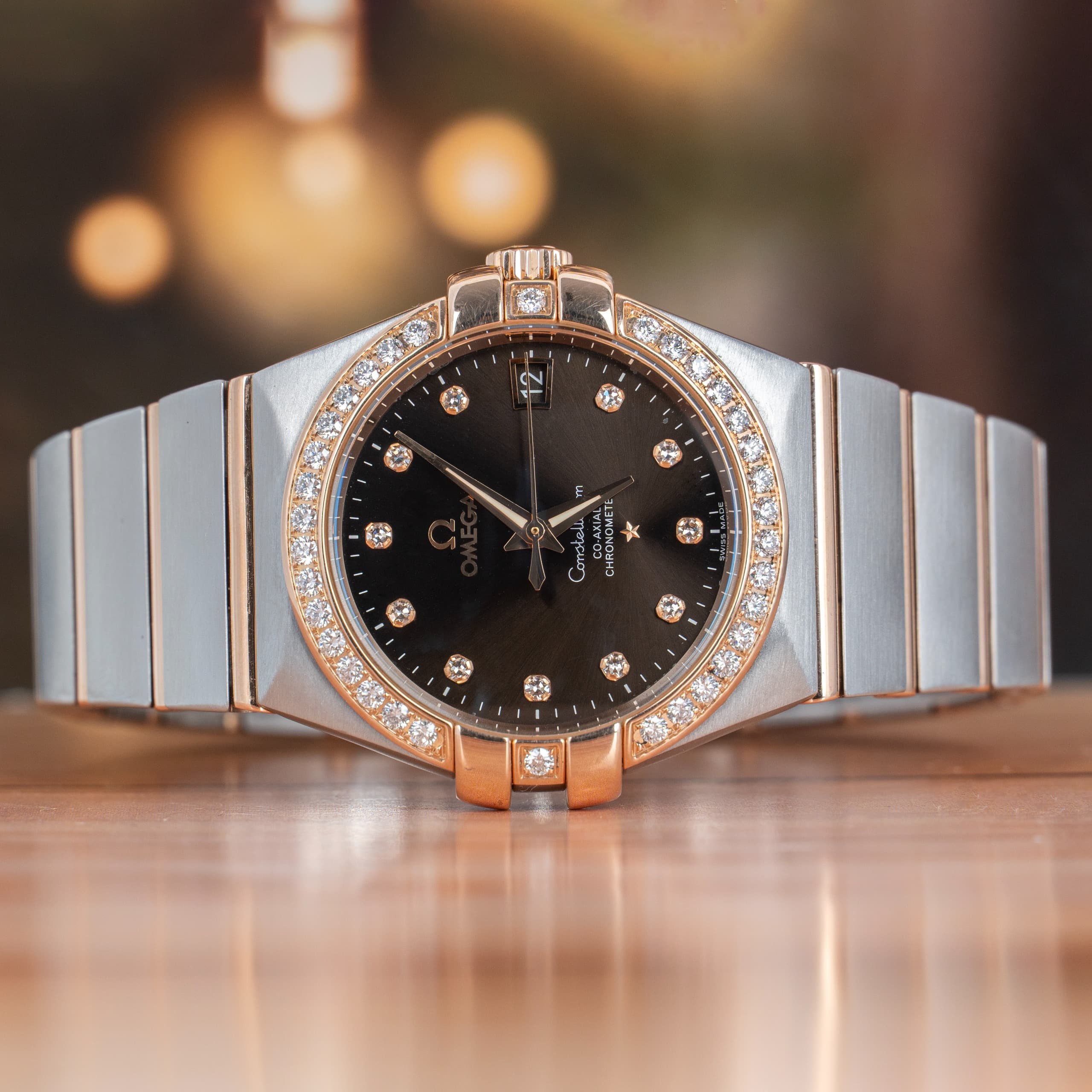 Omega Constellation Co-axial 35 MM Chronometer Diamonds Steel & Gold Automatic