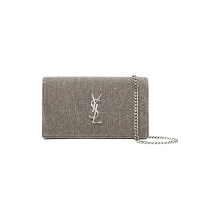 Saint Laurent Metallic Canvas Clutch-Hover-Image
