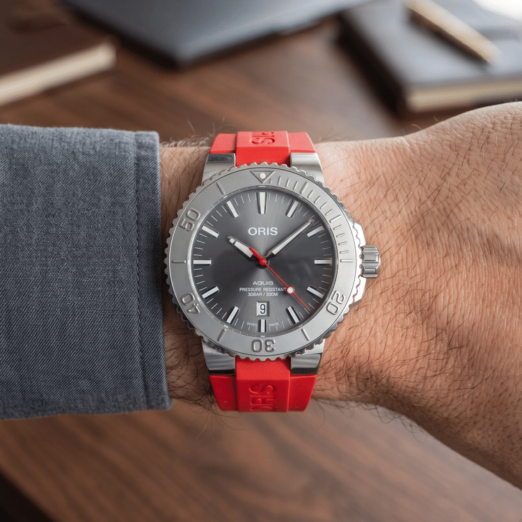 Oris Aquis Date Relief 43.5 MM Grey Dial Steel Automatic Watch 01 733 7730 4153-07 4 24 66EB-Hover-Image