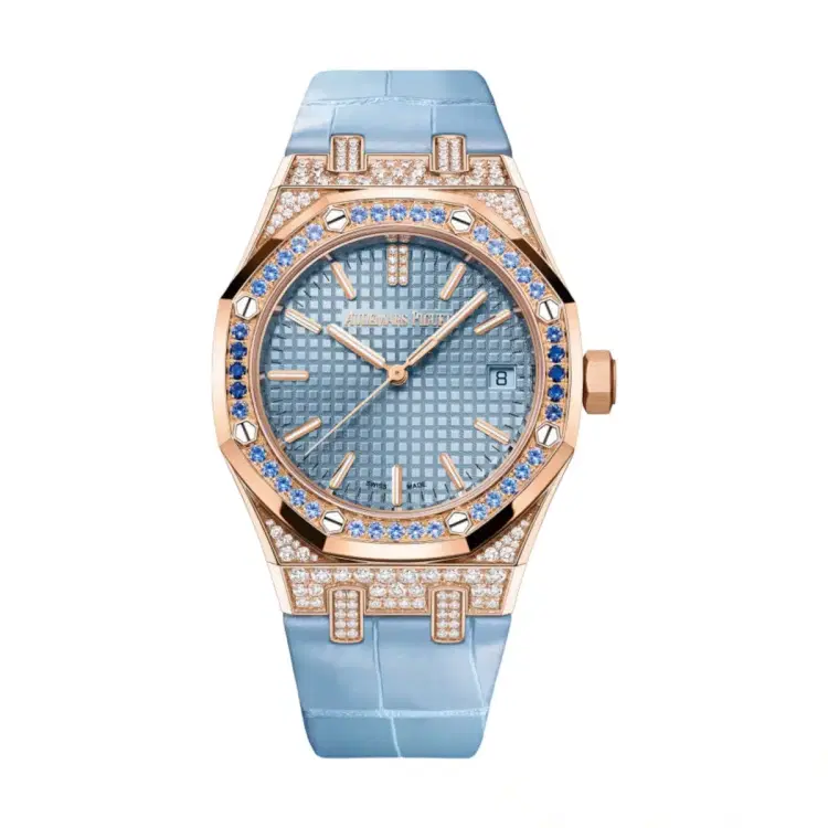 Audemars Piguet 15551OR.ZS.D344CR.01 Royal Oak Light Blue Dial Light Blue Alligator Strap-Hover-Image