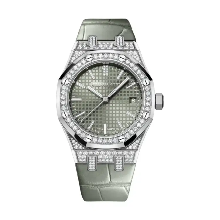 Audemars Piguet 15551BC.ZZ.D405CR.01 Royal Oak Green Dial Green Alligator Strap-Hover-Image