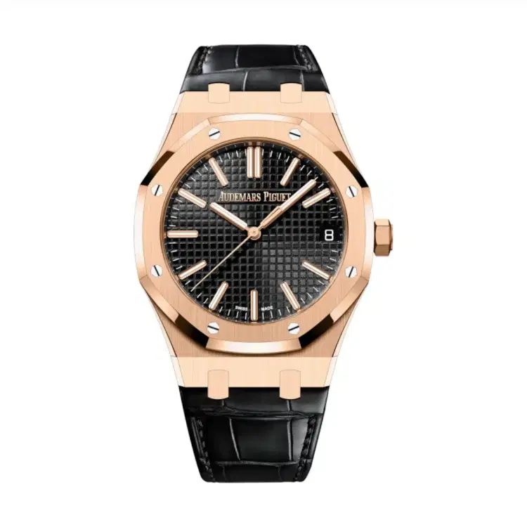 Audemars Piguet 15510OR.OO.D002CR.02 Royal Oak Black Dial Black Alligator Strap-Hover-Image