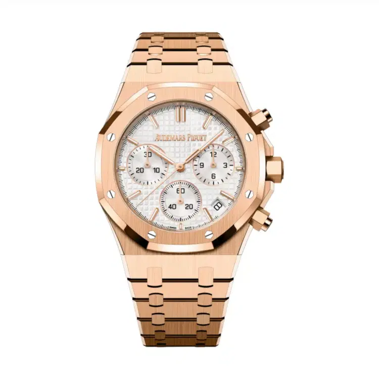Audemars Piguet 26240OR.OO.1320OR.07 Royal Oak Silver-Toned Dial Pink Gold Bracelet Watch-Hover-Image