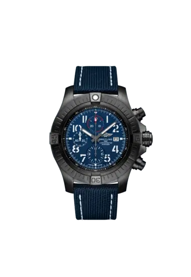 Breitling V13375101C1X2 Super Avenger Chronograph 48 Night Mission Black DLC Coated Titanium 48mm Blue Dial