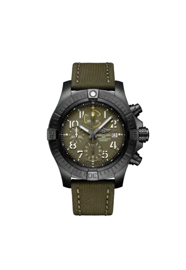 Breitling V13317101L1X1 Avenger Chronograph 45 Night Mission Black DLC Coated Titanium 45mm Green Dial-Hover-Image