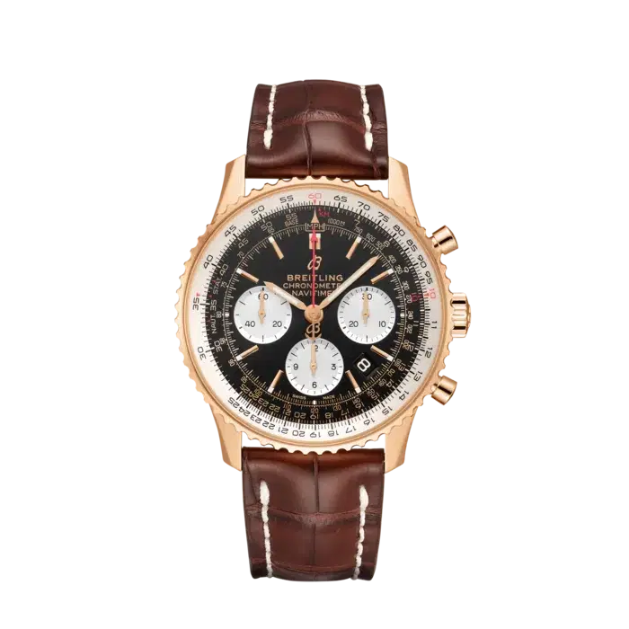 Breitling RB0121211B1P1 Navitimer B01 Chronograph 18K Rose Gold Black Dial 43mm-Hover-Image