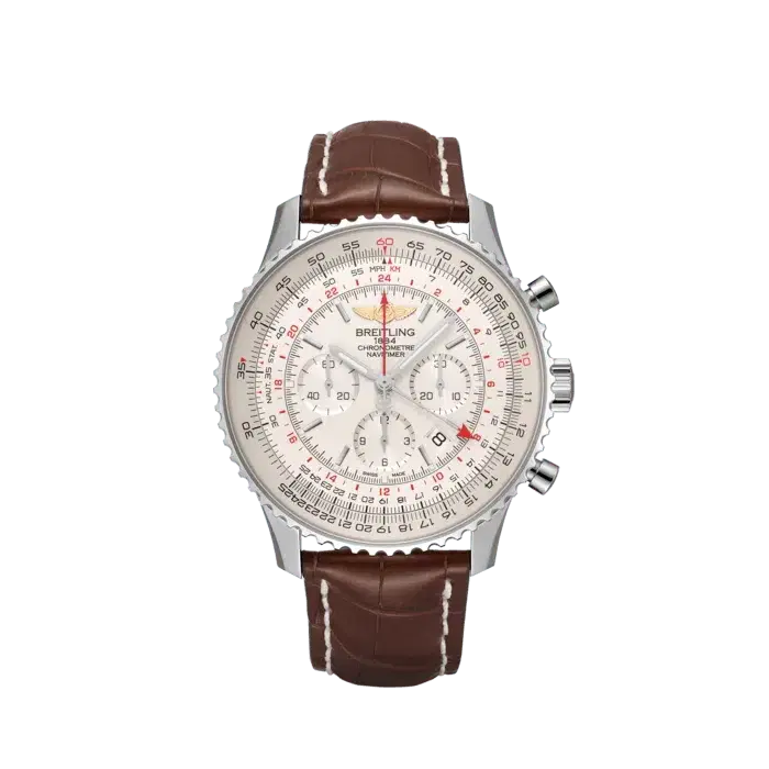 Breitling AB0441211G1P1 Navitimer B04 Chronograph GMT 48 Stainless Steel Mercury Silver Dial