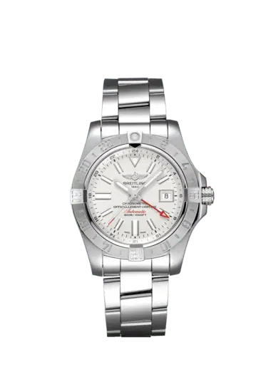 Breitling A32390111G1A1 Avenger II GMT Stainless Steel 43mm "Stratus Silver" Dial