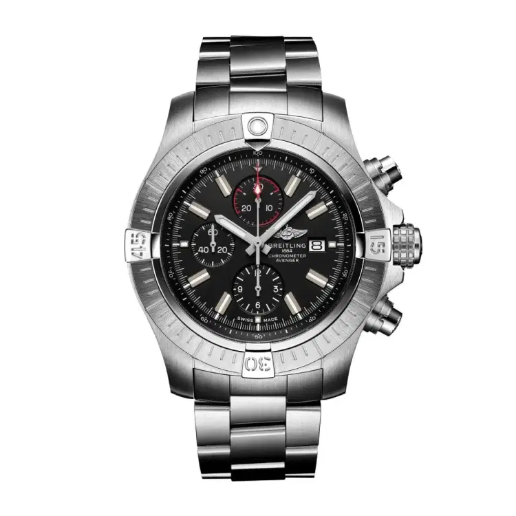 Breitling A13375101B1A1 Super Avenger Chronograph 48 Stainless Steel Black Dial Watch-Hover-Image