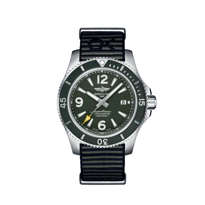 Breitling A17367A11L1W1 Superocean Automatic 44 Outerknown Stainless Steel Matt Green Dial