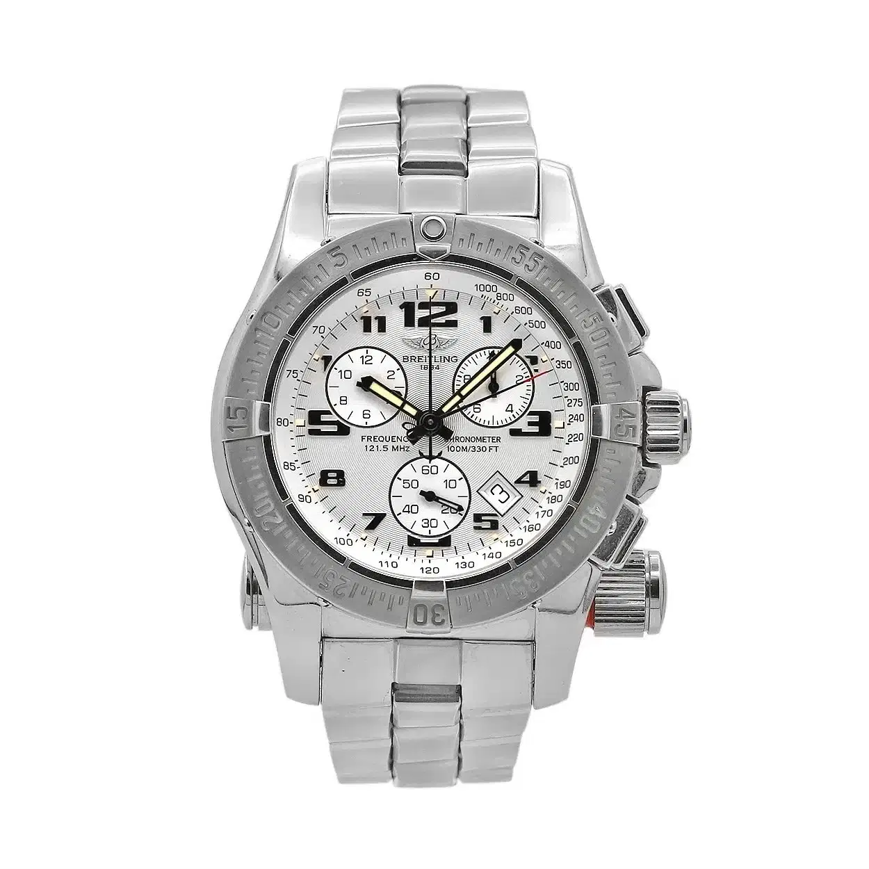 Breitling A7332211-G616 Emergency Mission 45mm Stainless Steel Watch Ivory Dial