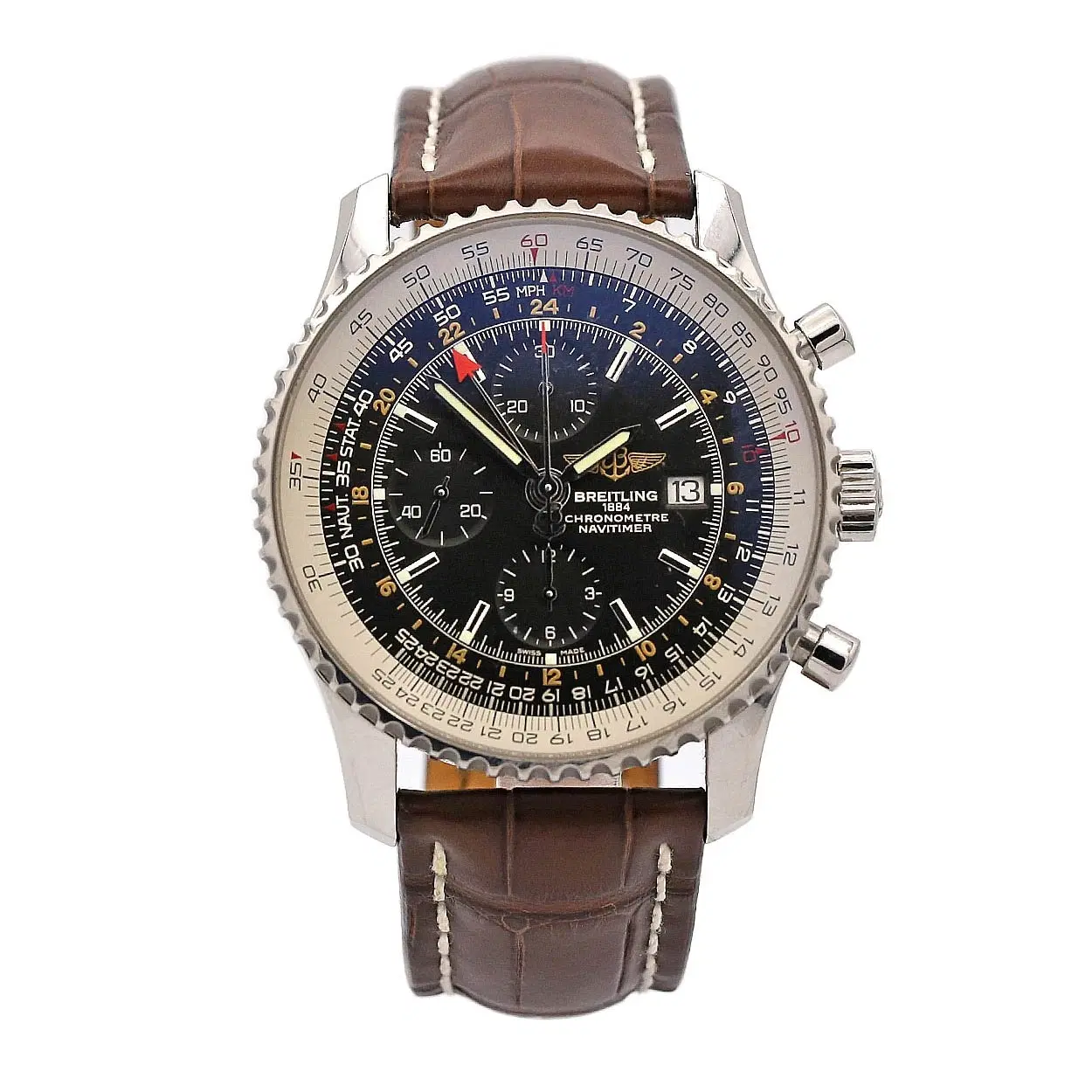 Breitling A24322 Navitimer World 46mm Stainless Steel Black Dial