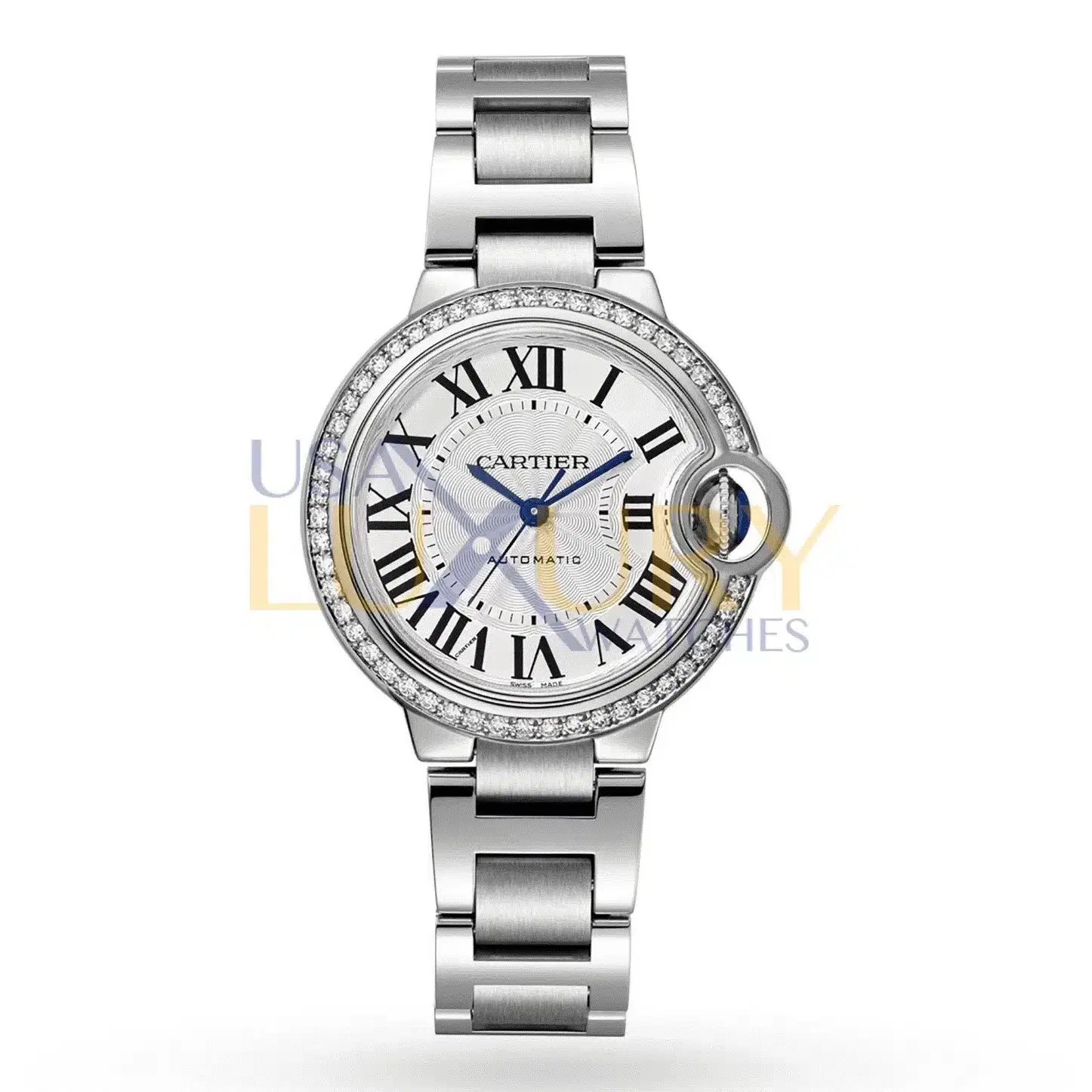 Cartier W4BB0016 Ballon Bleu Silver Flinque Sunray Dial Ladies Watch