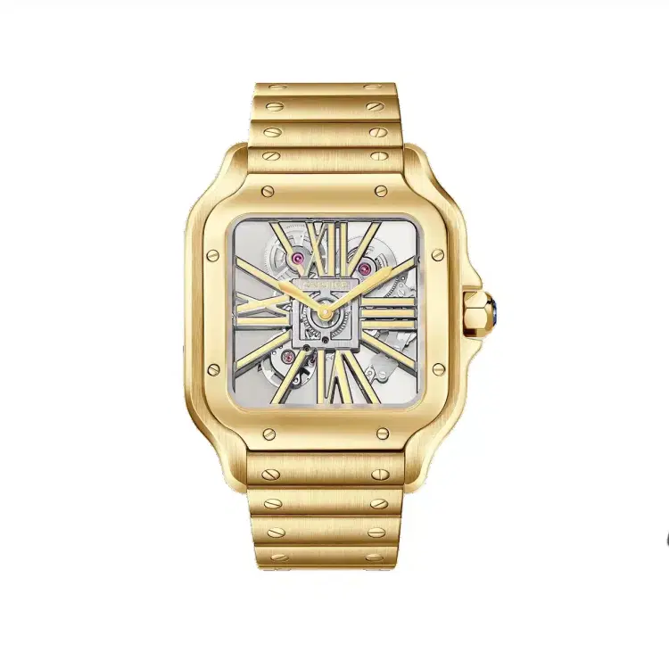 Cartier WHSA0042 Santos de Cartier Yellow Gold Skeleton Dial Large-Hover-Image