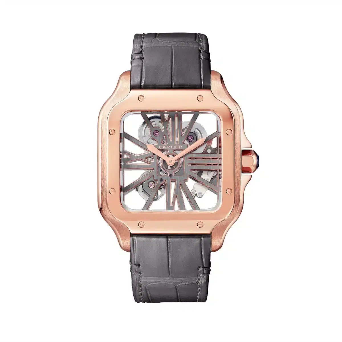 Cartier WHSA0018 Santos de Cartier Rose Gold Skeleton Dial Large