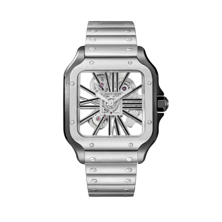 Cartier WHSA0027 Santos de Cartier Black Skeleton Dial Large-Hover-Image