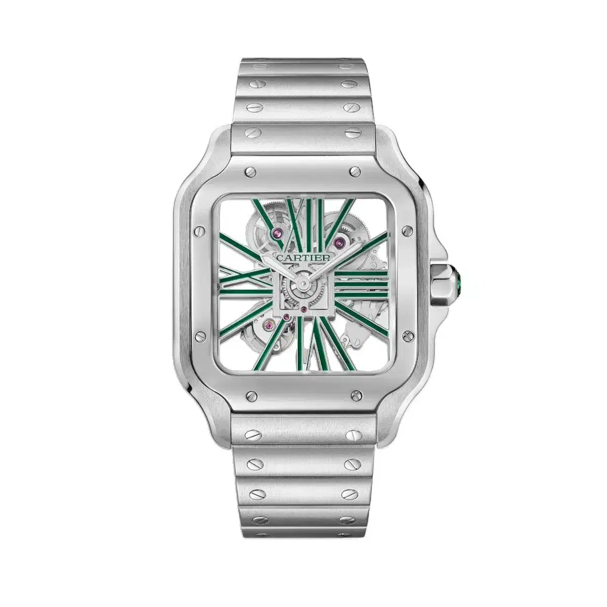 Cartier WHSA0028 Santos de Cartier Green Skeleton Dial Large