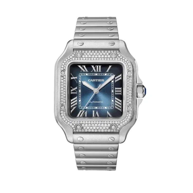 Cartier W4SA0006 Santos de Cartier Blue Dial Medium-Hover-Image