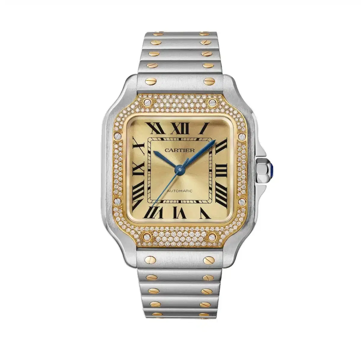 Cartier W3SA0007 Santos de Cartier Golden Sunray Dial Medium