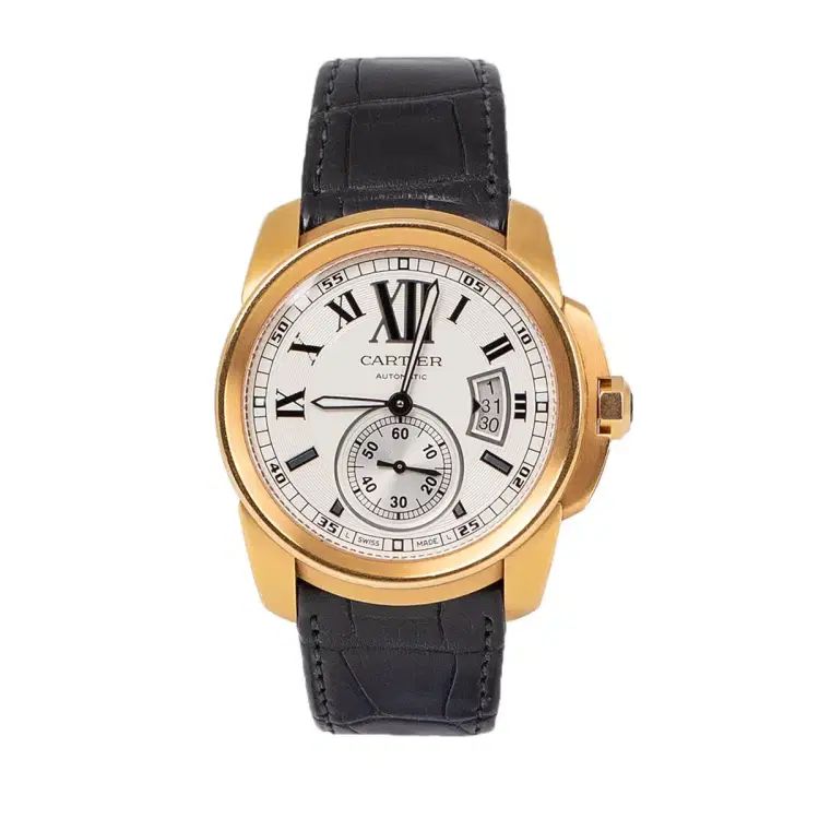 Cartier W7100009 Calibre Snailed Dial Black Strap 42mm Watch-Hover-Image