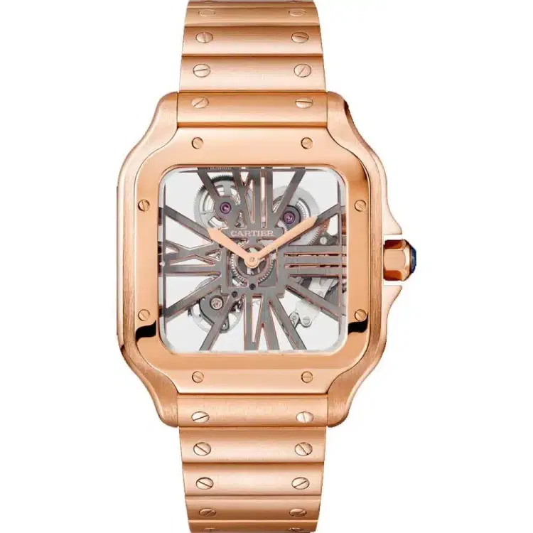 Santos De Cartier WHSA0008 Skeleton Pink Gold 39.8 mm Watch-Hover-Image