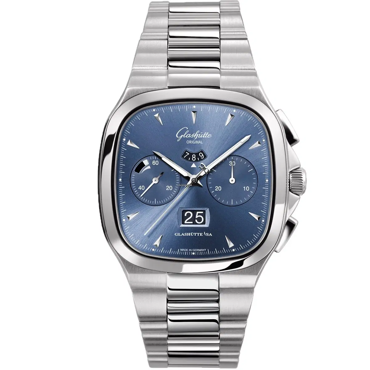 Glashutte Seventies 37-02-03-02-70 Panodate Chrono Blue Dial Mens Watch