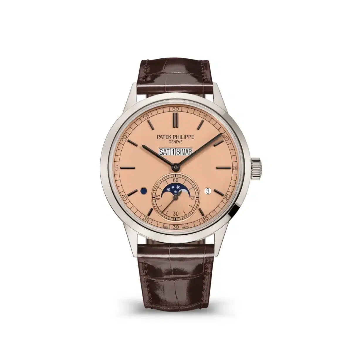 Patek Philippe 5236P-010 GRAND Complications Opaline Rose-Gilt Dial Brown Alligator Watch
