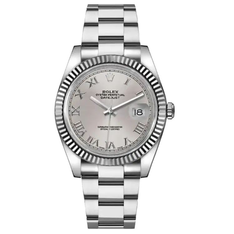 Rolex Datejust 116234 Steel & White Gold Oyster 36mm Silver Roman Dial Watch-Hover-Image