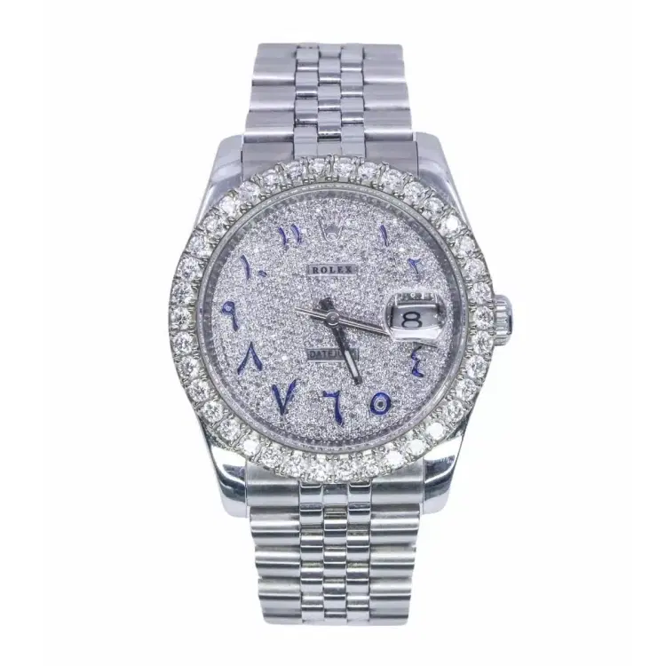 Rolex 116234 Datejust 36mm Aftermarket Diamond Dial and Bezel Jubilee Arabic-Indic Numerals Watch-Hover-Image