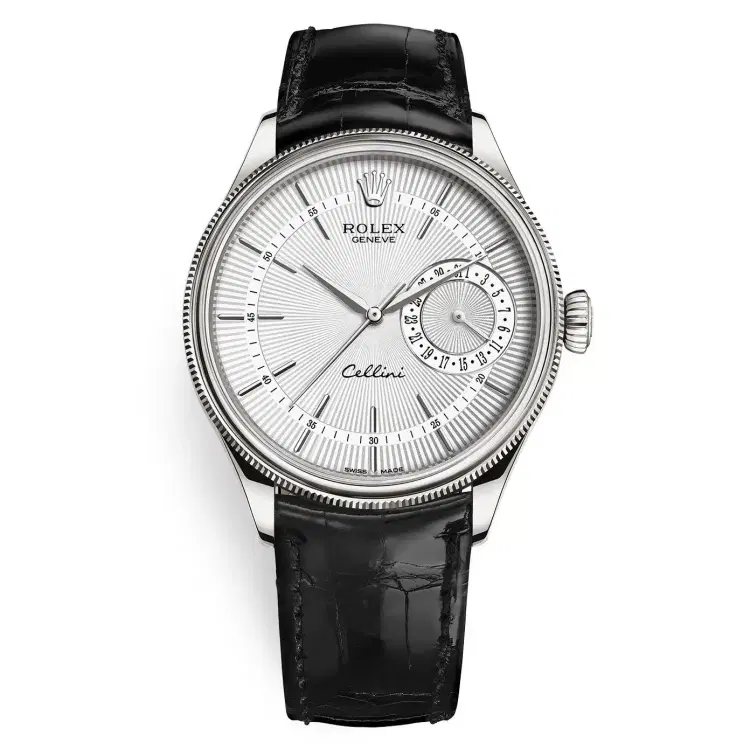 Rolex Cellini 50519 Silver Dial Leather Strap Date 39mm Mens Watch-Hover-Image