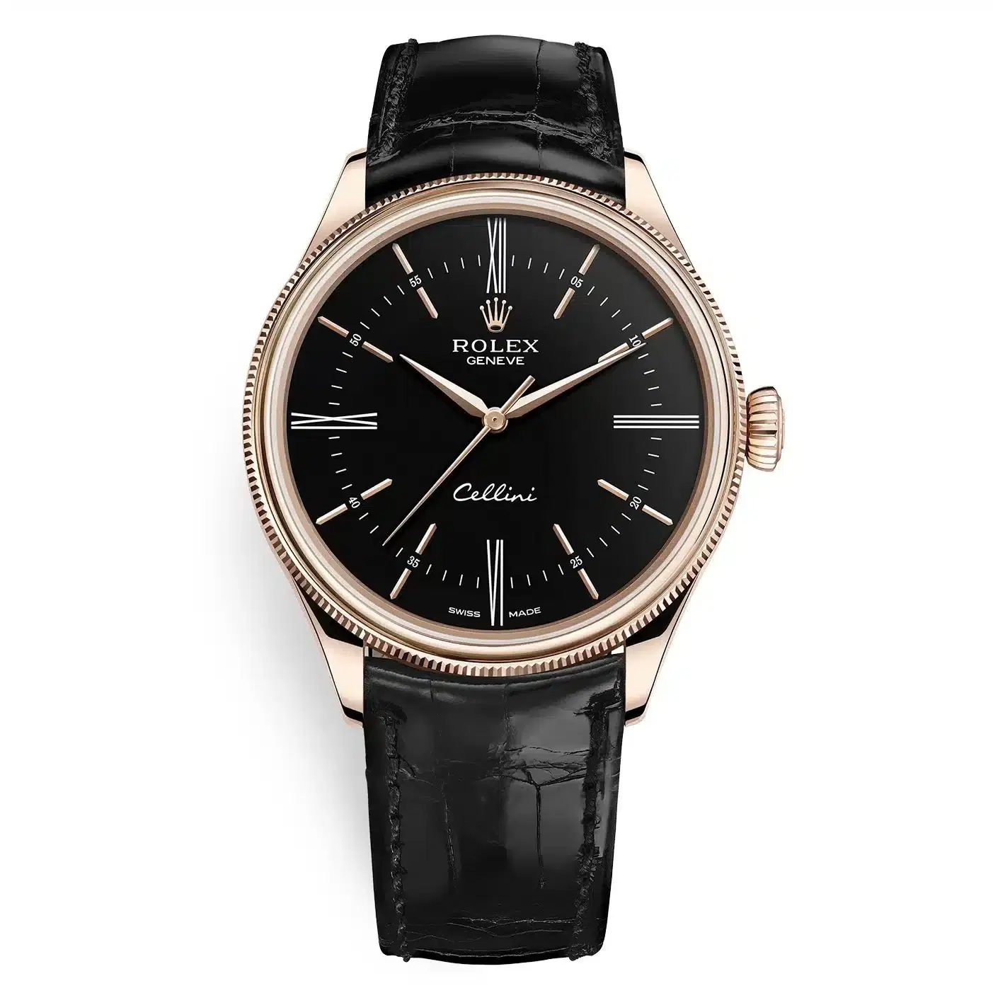Rolex Cellini 50505 Leather Strap Time 39mm Men's Watch