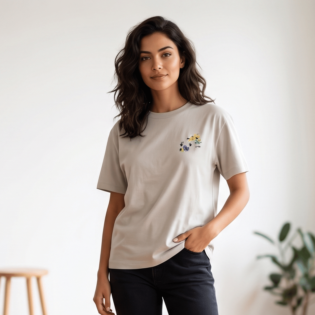 Size L - Off White Flowers Arrow logo Tshirt - Cream