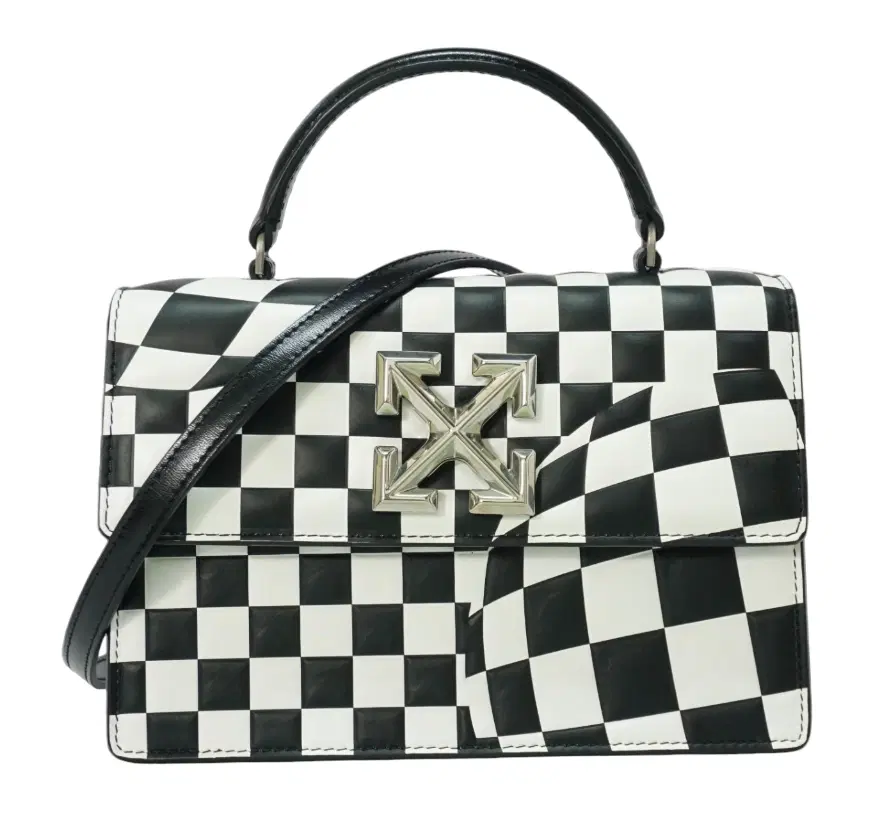 Off White 1.4 Jitney Bag In Black And White Checked Pattern