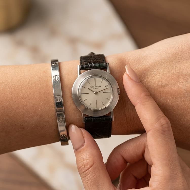 Patek Philippe 32 MM Silver Dial White Gold Manual Winding Watch Ref. No 2594-Hover-Image