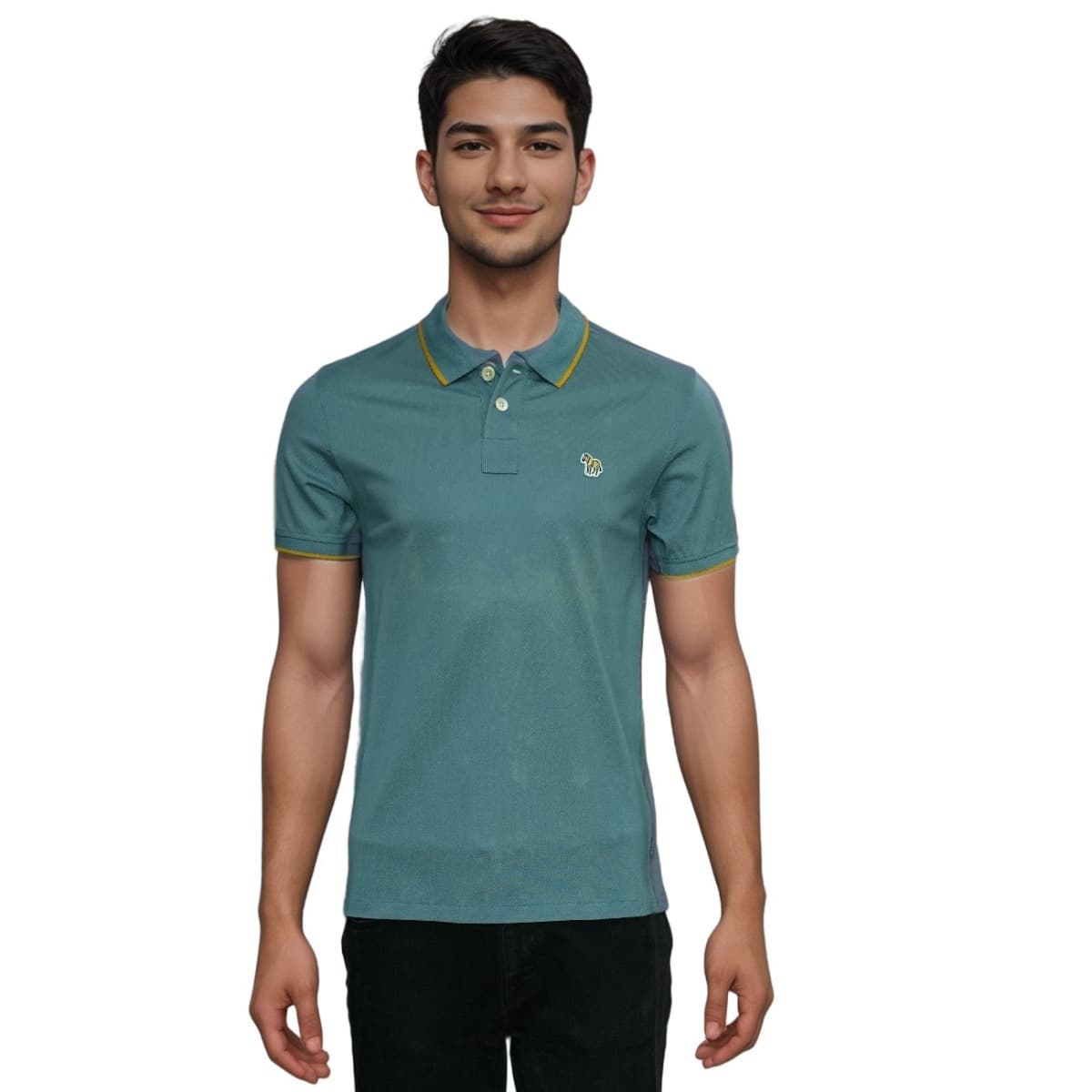 Paul Smith Men's Cotton Knitted Blue Polo Shirt