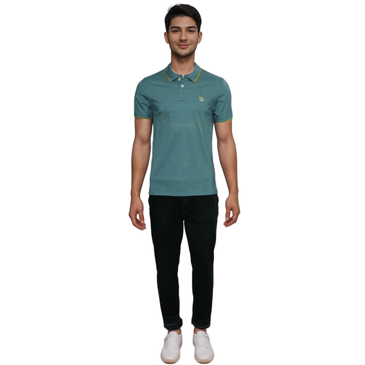 Paul Smith Men's Cotton Knitted Blue Polo Shirt-Hover-Image