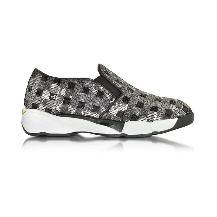 Pinko Sequins Silver Fabric Sneaker-Hover-Image