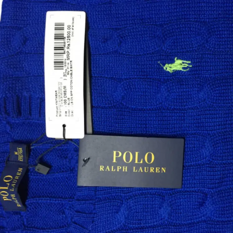Polo Ralph Lauren Blue Long Sleeve Cable Knit Cashmere Sweater-Hover-Image