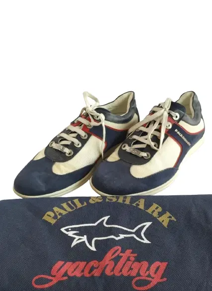Paul & Shark Red White And Blue Suede Nylon Sneaker Size / 40