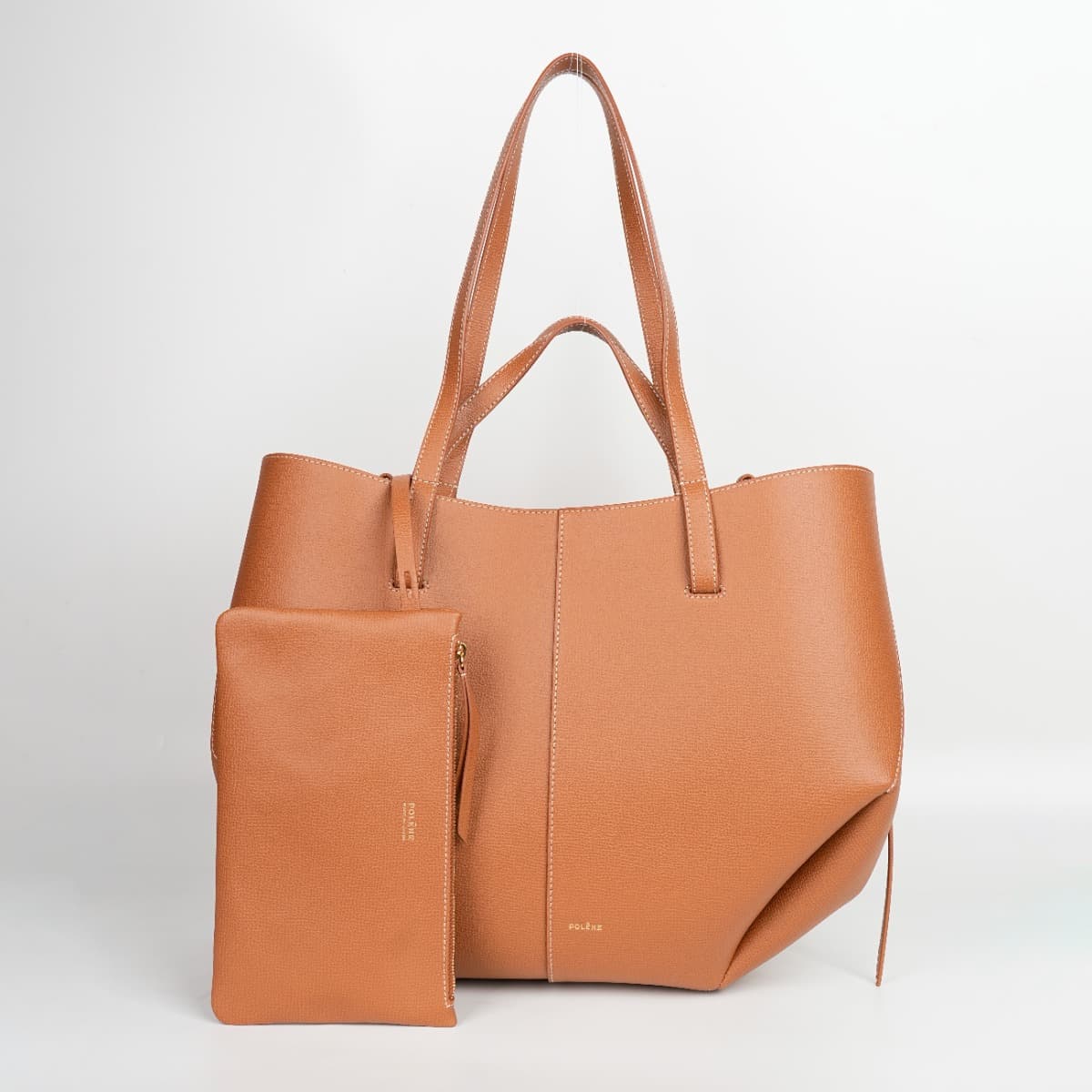 Polene Cyme Edition Textured Camel Shoulder Bag