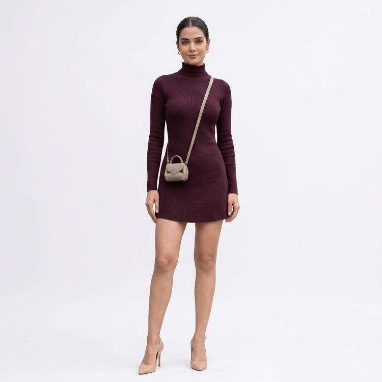 Polène Numéro Un Nano handbag in textured taupe leather-Hover-Image