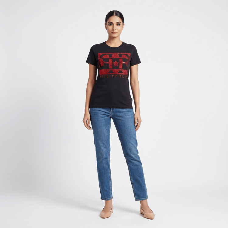 Size 12 - Philipp Plein Junior black T-shirt-Hover-Image