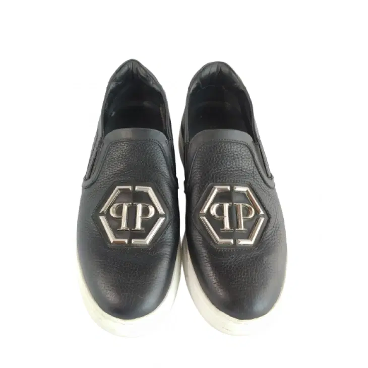 Philipp Plein Black Leather Alight PP logo slip-on Sneakers