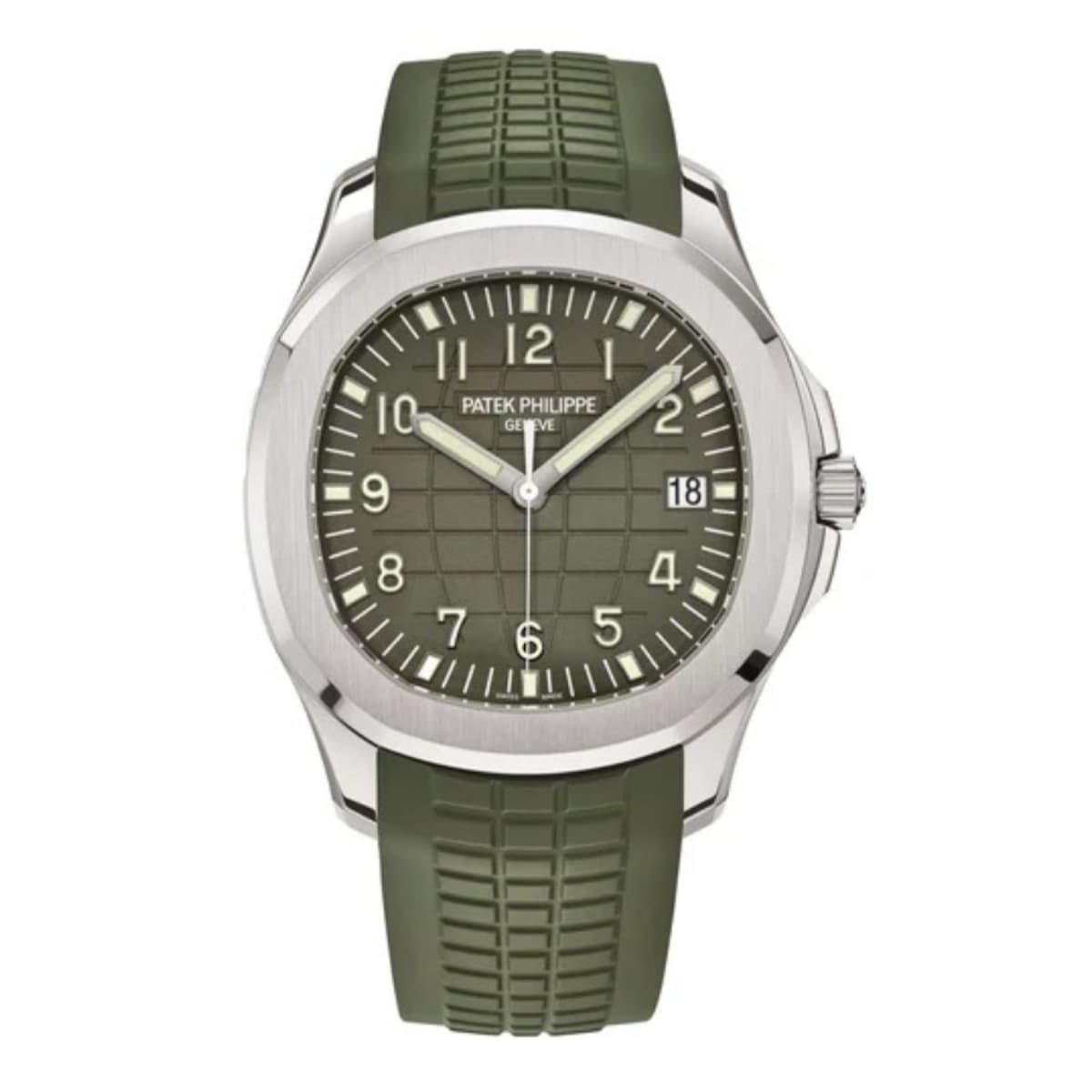 Patek Philippe Aquanaut 42 MM Jumbo Khaki Green Dial White Gold Watch